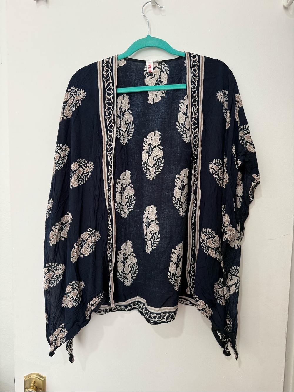 Navy Floral Open-Front Kimono